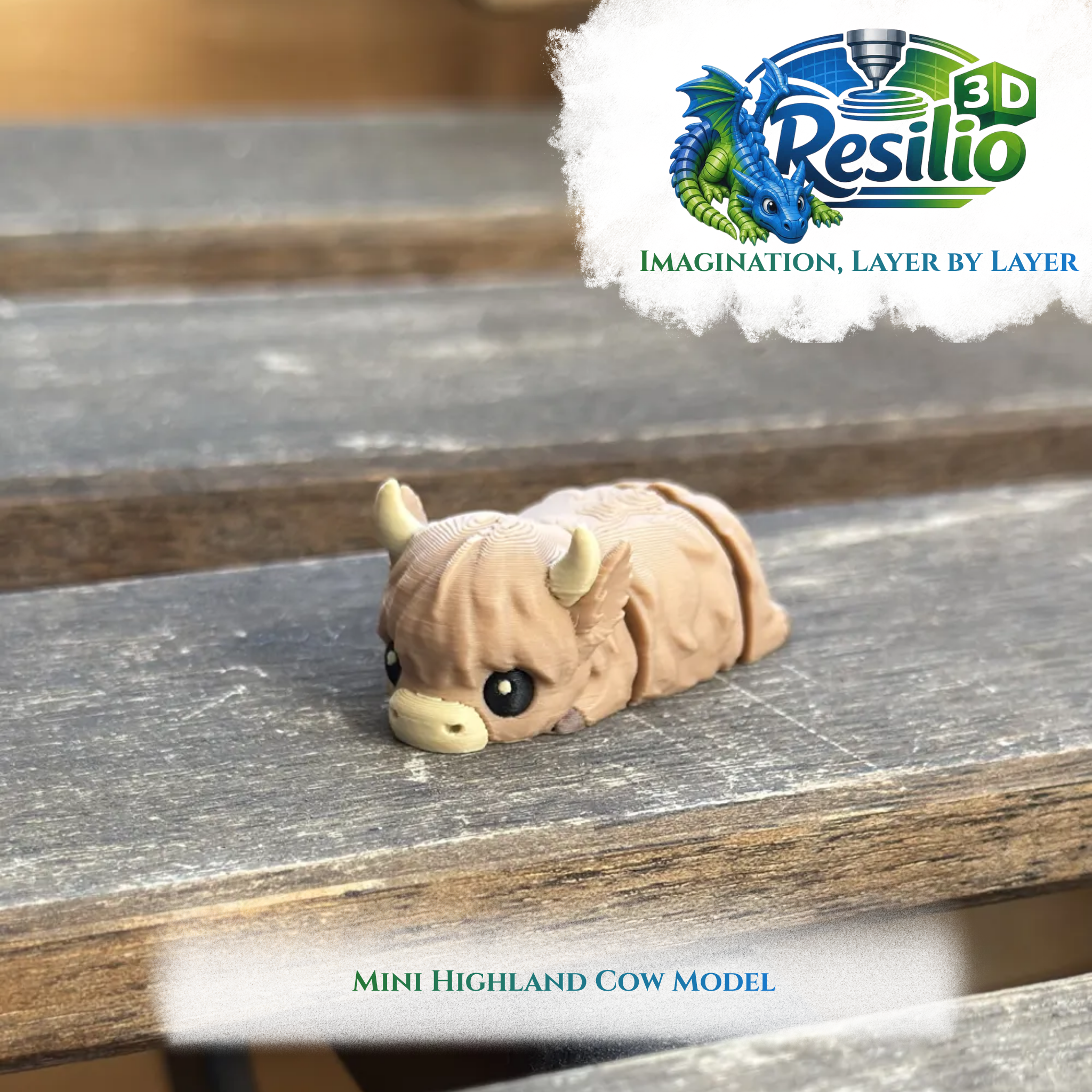 Mini 3D Highland Cow Model by Resilio 3D